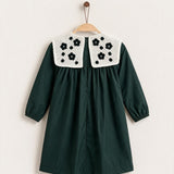 Nylon dress with knitted collar - green