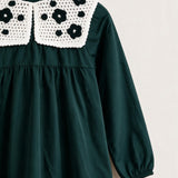Nylon dress with knitted collar - green