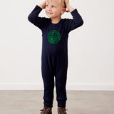Overalls with velvet emblem - Navy