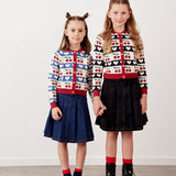 Button cardigan with cherries - black