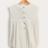 Short crochet romper - beige