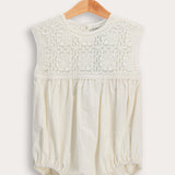 Short crochet romper - beige