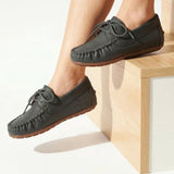 Moccasin with lace - black